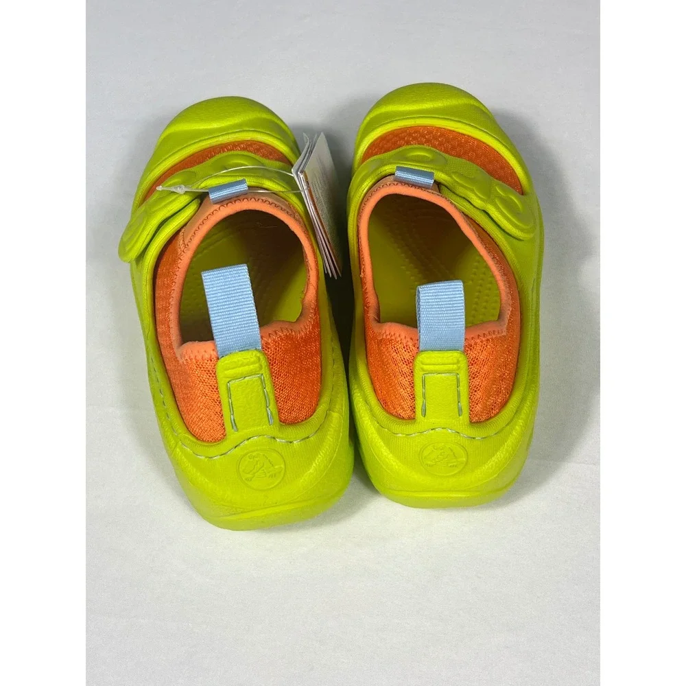 Crocs Swiftwater Splash K‎ Kids Lime Green Orange Water Shoes Sandals J2 NEW